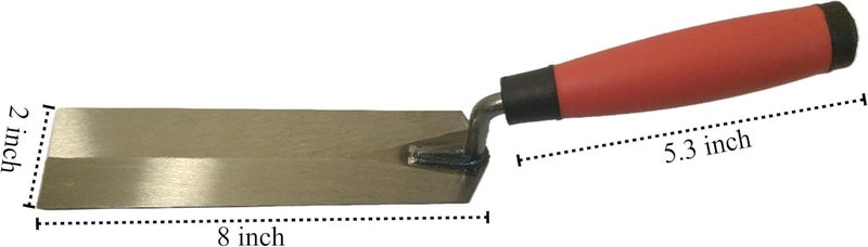 LSGZJZY Masonry steel Margin Trowel, 8 x 2 Inches, High-Hardness Steel Blade, Ergonomic Rubber Handle - Image 2